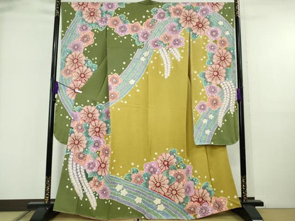 平和屋本店●極上　振袖　絞り　舞花文　逸品　未使用　DZAB6386kh6