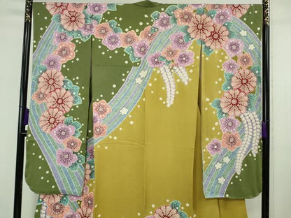 平和屋本店●極上　振袖　絞り　舞花文　逸品　未使用　DZAB6386kh6