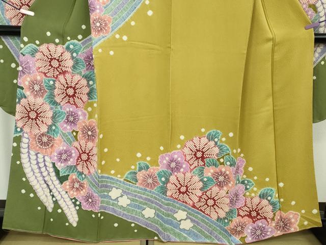 平和屋本店●極上　振袖　絞り　舞花文　逸品　未使用　DZAB6386kh6