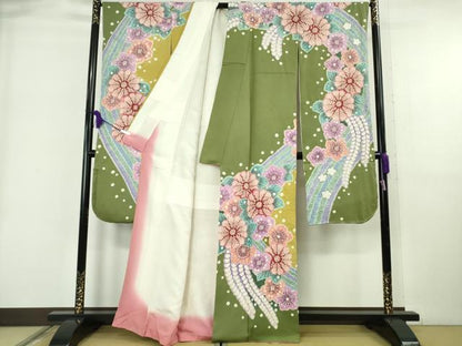 平和屋本店●極上　振袖　絞り　舞花文　逸品　未使用　DZAB6386kh6