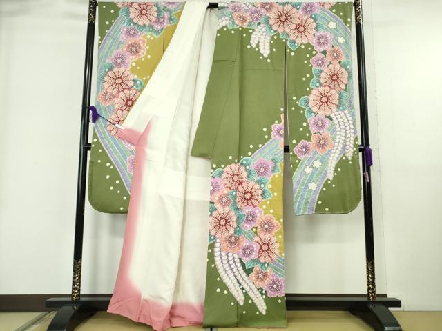 平和屋本店●極上　振袖　絞り　舞花文　逸品　未使用　DZAB6386kh6