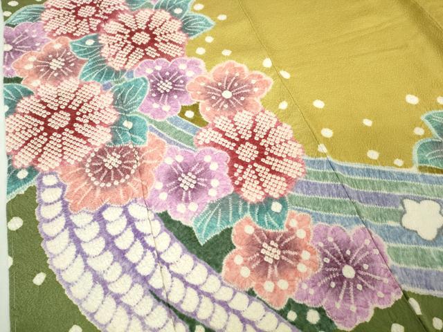 平和屋本店●極上　振袖　絞り　舞花文　逸品　未使用　DZAB6386kh6