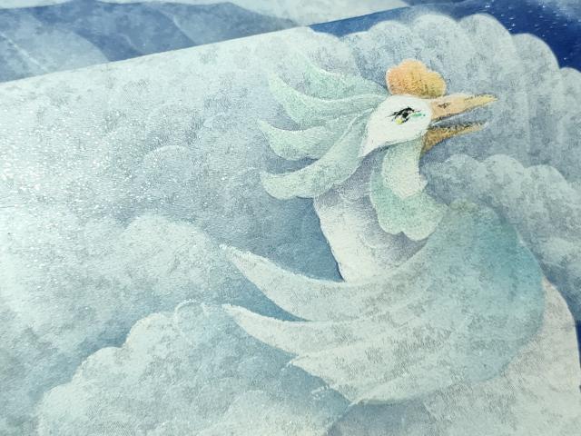平和屋本店●極上　男性　訪問着　キングサイズ　作家物　手描き　鳳凰　暈し染め　銀彩　銀通し地　逸品　DZAB6388kh6