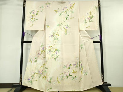 平和屋本店●極上　訪問着　駒刺繍　枝垂れ花　肌色地　暈し染め　金彩　逸品　未使用　DZAB6390kh6