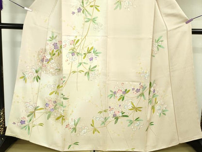 平和屋本店●極上　訪問着　駒刺繍　枝垂れ花　肌色地　暈し染め　金彩　逸品　未使用　DZAB6390kh6