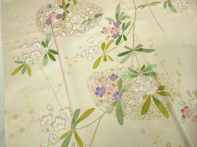 平和屋本店●極上　訪問着　駒刺繍　枝垂れ花　肌色地　暈し染め　金彩　逸品　未使用　DZAB6390kh6