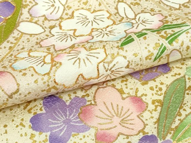 平和屋本店●極上　訪問着　駒刺繍　枝垂れ花　肌色地　暈し染め　金彩　逸品　未使用　DZAB6390kh6
