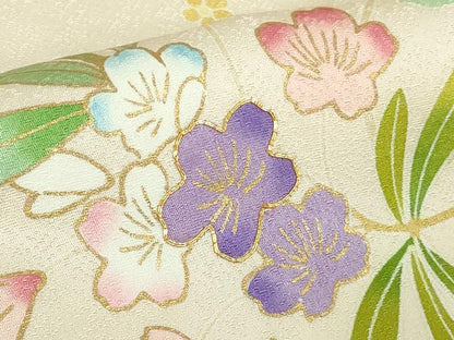 平和屋本店●極上　訪問着　駒刺繍　枝垂れ花　肌色地　暈し染め　金彩　逸品　未使用　DZAB6390kh6