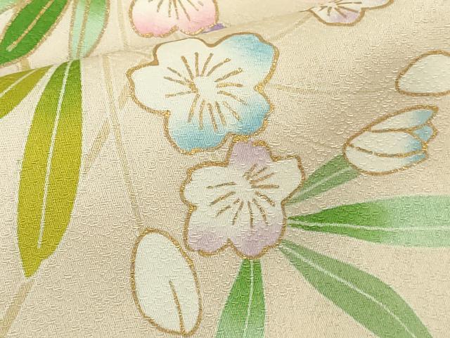 平和屋本店●極上　訪問着　駒刺繍　枝垂れ花　肌色地　暈し染め　金彩　逸品　未使用　DZAB6390kh6