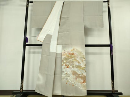 平和屋本店●極上　創業460年・千總　色留袖　駒刺繍　道長吉祥花文　練色地　金彩　大丸扱い　逸品　未使用　DZAB6391kh6