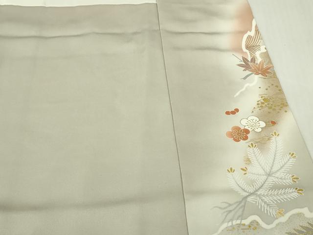 平和屋本店●極上　創業460年・千總　色留袖　駒刺繍　道長吉祥花文　練色地　金彩　大丸扱い　逸品　未使用　DZAB6391kh6