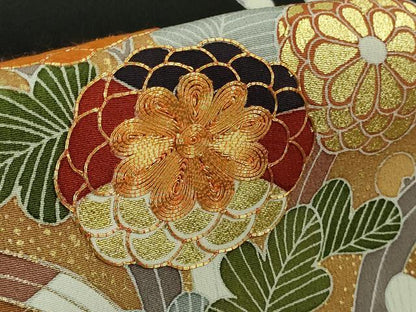 平和屋本店●極上　創業460年・千總　黒留袖　駒刺繍　吉祥花文　金彩　松坂屋扱い　逸品　DZAB6392kh6