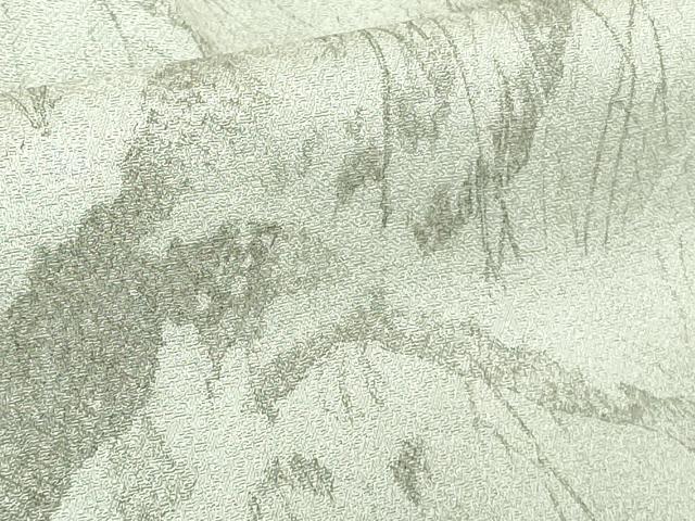 平和屋本店●極上　琉染の創設者　山岡古都　水墨書　訪問着　雪景色　雪持ち　樹木　白花色地　逸品　未使用　DZAB6393kh6