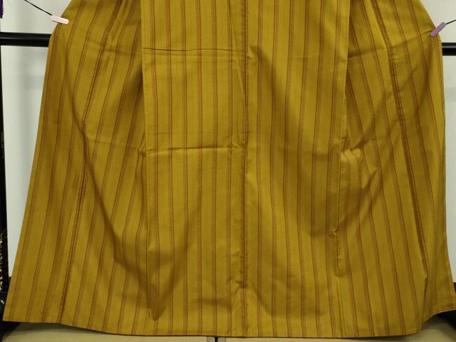 平和屋本店●極上　山下八百子　本場黄八丈　市松綾織　紬　縞　逸品　DZAB6394kh6