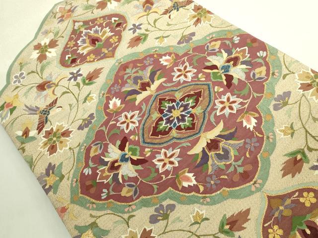 平和屋本店●極上　爪掻き本綴れ　太鼓柄袋帯　花鳥文　金銀糸　逸品　DZAB6417kh6