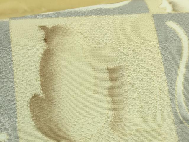 平和屋本店●極上　太鼓柄袋帯　市松　猫　逸品　DZAB6426kh6