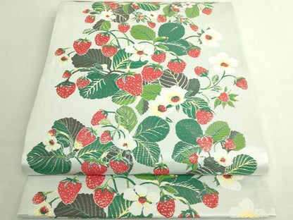 平和屋着物●極上　六通柄袋帯　唐織　苺　イチゴ　逸品　DZAB6429kh6