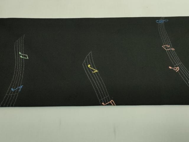 平和屋着物●極上　九寸名古屋帯　ピアノ　音符　黒地　逸品　DZAB6430kh6