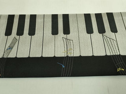 平和屋着物●極上　九寸名古屋帯　ピアノ　音符　黒地　逸品　DZAB6430kh6