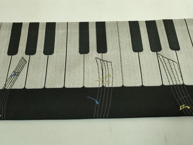 平和屋着物●極上　九寸名古屋帯　ピアノ　音符　黒地　逸品　DZAB6430kh6