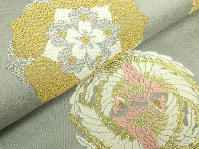 平和屋着物●極上　山口美術織物　皇室　伊勢神宮御用　西陣織　太鼓柄袋帯　唐織　菊池兵茄子華文　金銀糸　逸品　DZAB6437kh6
