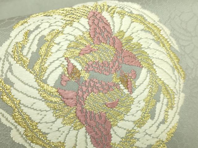 平和屋着物●極上　山口美術織物　皇室　伊勢神宮御用　西陣織　太鼓柄袋帯　唐織　菊池兵茄子華文　金銀糸　逸品　DZAB6437kh6