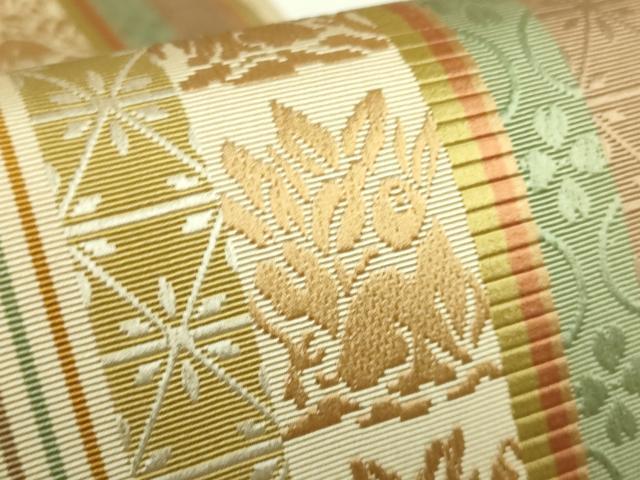 平和屋本店●極上　本場筑前博多織　両面　全通柄袋帯　伝統工芸士　宮本紳維知　名物裂間道　逸品　DZAB6440kh6