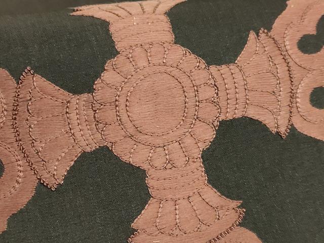 平和屋本店●極上　京都祇園の老舗　ぎをん齋藤　中国三大刺繍　相良刺繍　太鼓柄袋帯　抽象文様　たとう紙付き　逸品　DZAB6446kh6