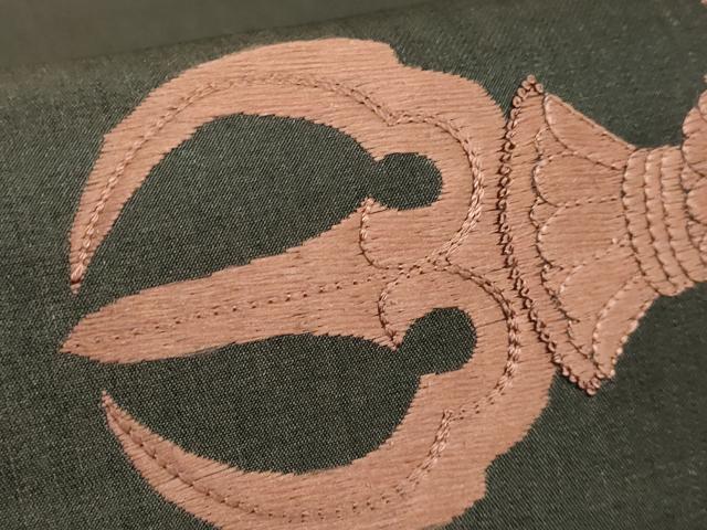 平和屋本店●極上　京都祇園の老舗　ぎをん齋藤　中国三大刺繍　相良刺繍　太鼓柄袋帯　抽象文様　たとう紙付き　逸品　DZAB6446kh6