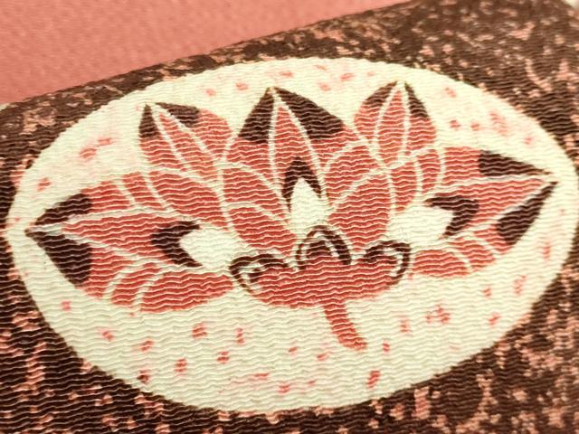 平和屋着物●希少　人間国宝　山田貢　九寸名古屋帯　正倉院花文　濃い一斤染色地　鬼しぼ縮緬　逸品　DZAB6452kh6