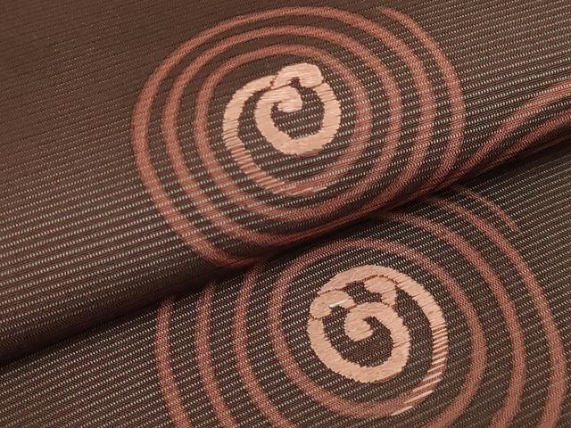 平和屋本店＊極上　夏物　京都祇園の老舗　ぎをん齋藤　絽塩瀬　九寸名古屋帯　刺繍　渦　紅檜皮色地　たとう紙付き　逸品　DZAB6454kh6