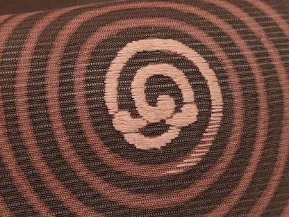 平和屋本店＊極上　夏物　京都祇園の老舗　ぎをん齋藤　絽塩瀬　九寸名古屋帯　刺繍　渦　紅檜皮色地　たとう紙付き　逸品　DZAB6454kh6