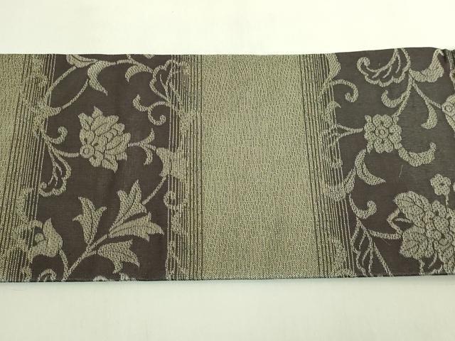 平和屋本店●極上　織紋意匠鈴木　九寸名古屋帯　平絹織　更紗文様　逸品　DZAB6455kh6