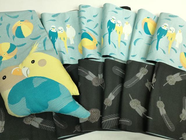 平和屋本店●極上　西陣　田中伝謹製　リバーシブル　半幅帯　オカメインコ　ハシビロコウ　銀糸　証紙・共箱付　逸品　未使用 DZAB6464kh6