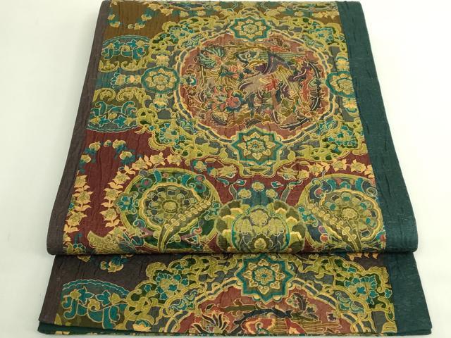 平和屋着物●極上　前田仁仙　仁仙更紗　全通柄袋帯　更紗花鳥文　金彩　逸品　DZAB6468kh6