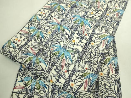 平和屋本店＊最高級　夏物　城間栄順　本場琉球紅型　九寸開き名古屋帯　笹竹花文　逸品　DZAB6478kh6