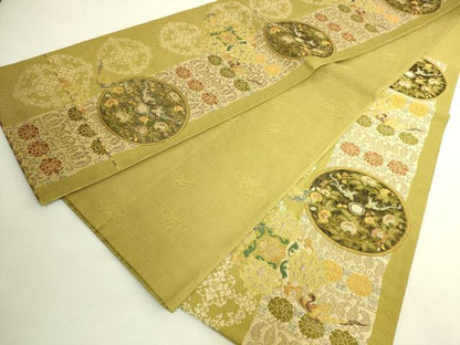 平和屋着物●極上　山口美術織物　皇室　伊勢神宮御用　西陣織　六通柄袋帯　御鏡大牡丹文　金銀糸　逸品　DZAB6481kh6