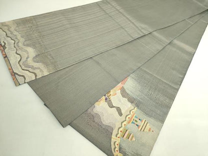 平和屋本店●極上　手織綴れ　山鹿清華　太鼓柄袋帯　船祭図　金銀糸　逸品　DZAB6499kh6