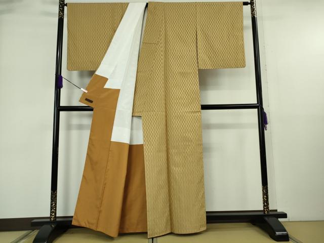 平和屋本店●極上　山下八百子　本場黄八丈　市松綾織　紬　タグ付き　逸品　DZAB6501kh6