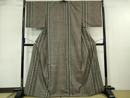 平和屋本店●極上　本場大島紬　割り込み絣　菱間道　逸品　DZAB6502kh6