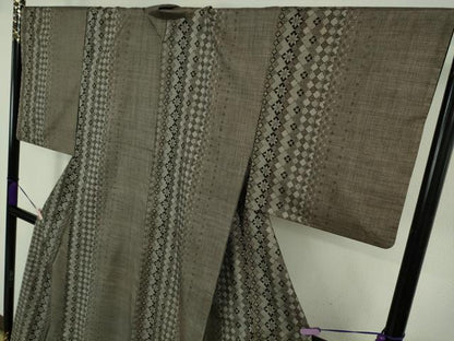 平和屋本店●極上　本場大島紬　割り込み絣　菱間道　逸品　DZAB6502kh6