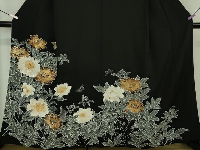 平和屋本店●極上 創業460年・千總 第三十二回 上品会作品 黒留袖 駒刺繍 富貴芳潤 金糸 上代180万 高島屋扱い 冊子付き 逸品 DZAB6509kh6