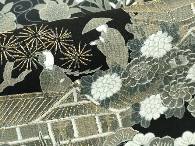 平和屋本店●極上　中国三大刺繍　スワトウ刺繍　汕頭刺繍　訪問着　人物風景花文　象牙色地　暈し染め　金糸　逸品　DZAB6515kh6