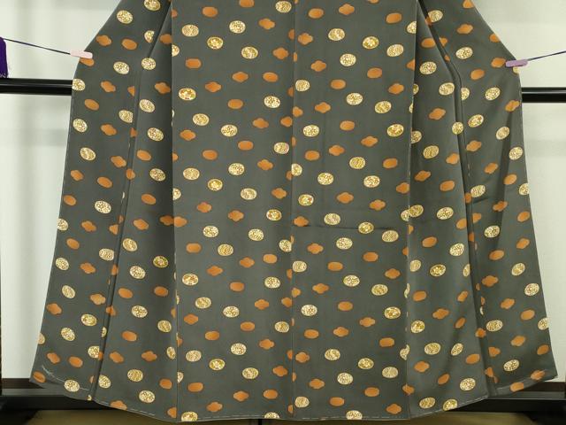 平和屋本店●極上　銀座　志ま亀　小紋　花丸文　縮緬地　褐色　たとう紙付き　逸品　未使用　DZAB6517kh6