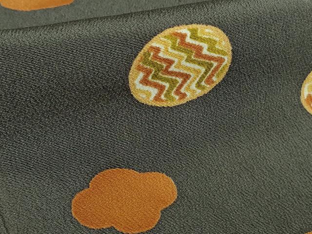 平和屋本店●極上　銀座　志ま亀　小紋　花丸文　縮緬地　褐色　たとう紙付き　逸品　未使用　DZAB6517kh6