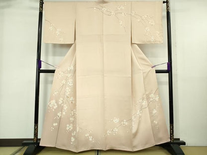 平和屋着物●極上　訪問着　駒刺繍　枝垂れ花　肌色地　暈し染め　金彩　逸品　DZAB6520kh6