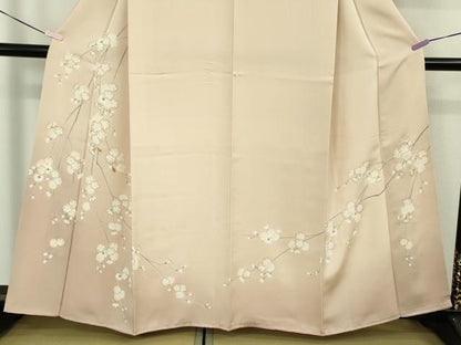 平和屋着物●極上　訪問着　駒刺繍　枝垂れ花　肌色地　暈し染め　金彩　逸品　DZAB6520kh6