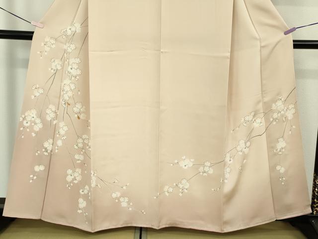 平和屋着物●極上　訪問着　駒刺繍　枝垂れ花　肌色地　暈し染め　金彩　逸品　DZAB6520kh6