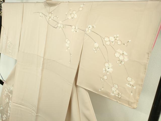平和屋着物●極上　訪問着　駒刺繍　枝垂れ花　肌色地　暈し染め　金彩　逸品　DZAB6520kh6