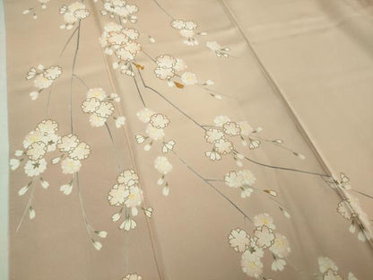 平和屋着物●極上　訪問着　駒刺繍　枝垂れ花　肌色地　暈し染め　金彩　逸品　DZAB6520kh6
